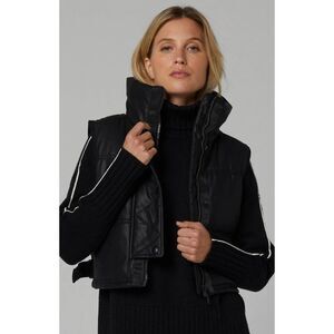 Alp N Rock ANR+ La Vitesse Puffer Vest Womens Large Black Faux Leather Cropped